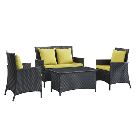 Modway Flourish 4 Piece Outdoor Patio Sofa Set