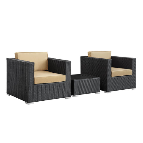 Modway Burrow 3 Piece Outdoor Patio Sofa Set