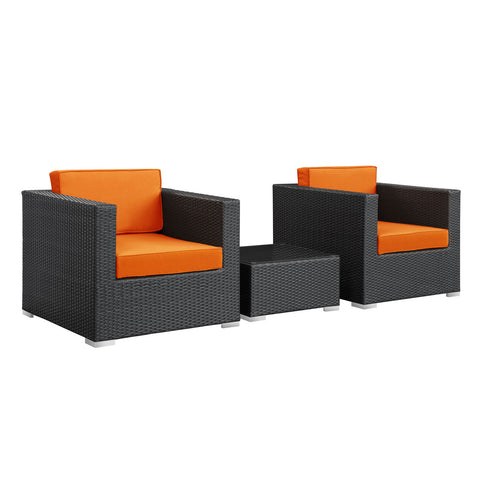 Modway Burrow 3 Piece Outdoor Patio Sofa Set