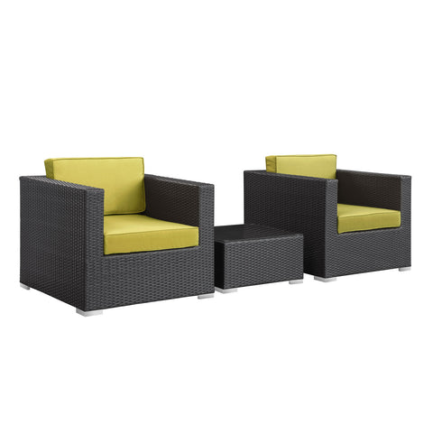 Modway Burrow 3 Piece Outdoor Patio Sofa Set