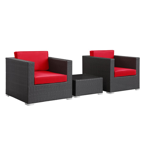 Modway Burrow 3 Piece Outdoor Patio Sofa Set