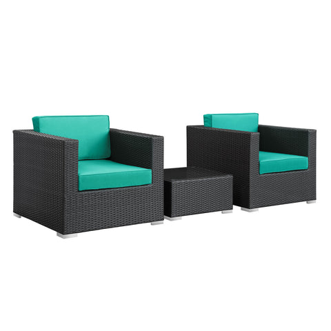 Modway Burrow 3 Piece Outdoor Patio Sofa Set