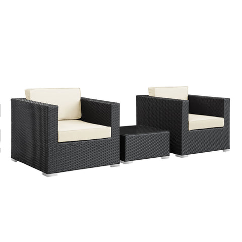 Modway Burrow 3 Piece Outdoor Patio Sofa Set