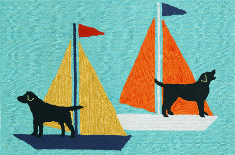 Trans Ocean Frontporch Collection 1402/03 SAILING DOGS BLUE