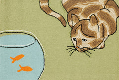 Trans Ocean Frontporch Collection 1430/06 CURIOUS CAT GREEN