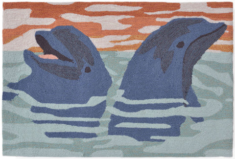 Trans Ocean Frontporch Collection 1515/03 DOLPHINS BLUE