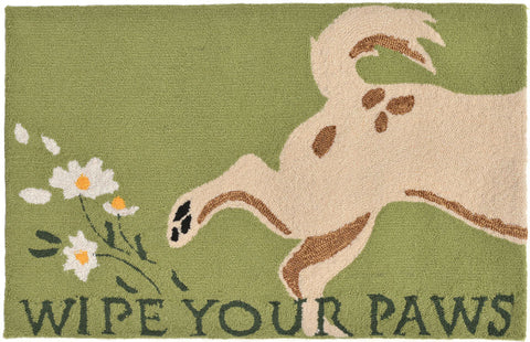 Trans Ocean Frontporch Collection 1522/06 WIPE YOUR PAWS GREEN