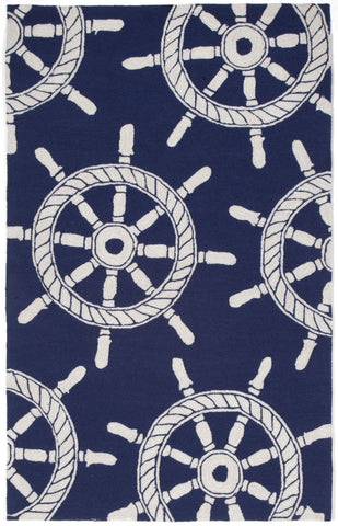 Trans Ocean Frontporch Collection 1456/33 SHIP WHEEL NAVY