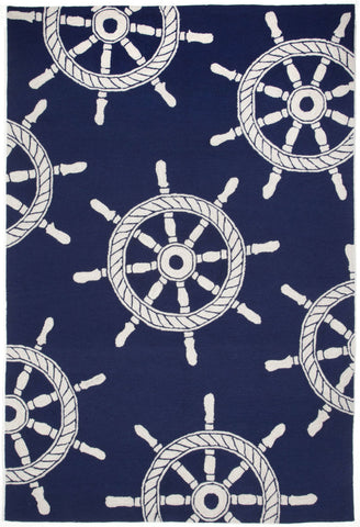 Trans Ocean Frontporch Collection 1456/33 SHIP WHEEL NAVY