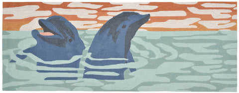 Trans Ocean Frontporch Collection 1515/03 DOLPHINS BLUE
