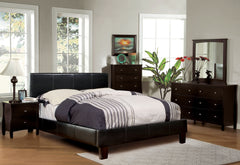 Korina Leatherette Platform Bed (Espresso & Gray)