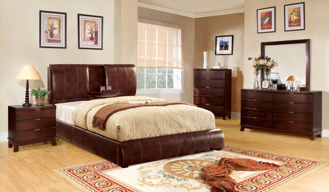 Sherane Platform Bed with Center Folding Table (Brown & Espresso)