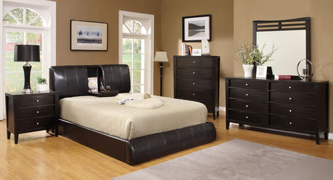 Sherane Platform Bed with Center Folding Table (Brown & Espresso)