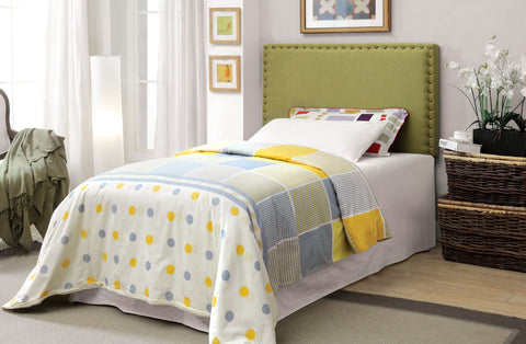 Amelie Linen Upholstered Adjustable Headboard Twin (Blue, Green & Ivory)