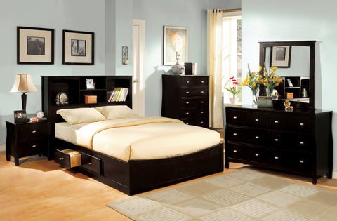 Newton Modern Platform Bed with Bookcase
