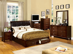 Florence Contemporary Storage Bed (Brown Cherry & Espresso)
