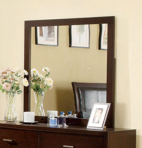Argus Contemporary Wood-Framed Mirror (Brown Cherry & Espresso)