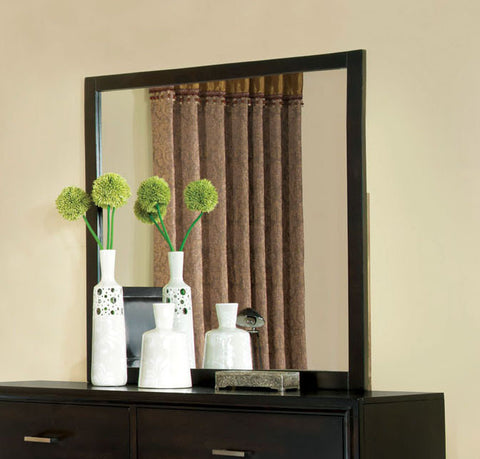Argus Contemporary Wood-Framed Mirror (Brown Cherry & Espresso)