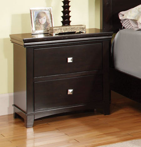 Modena Transitional Nightstand (Brown Cherry & Espresso)