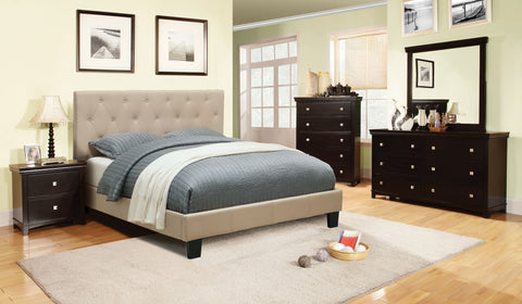 Ashtra Upholstered Platform Bed (Gray & Ivory)
