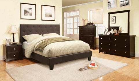 Ashtra Upholstered Platform Bed (Gray & Ivory)