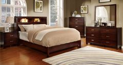 Chayenne Platform Bed with Illuminated Book Case Headboard (Brown Cherry & Espresso)