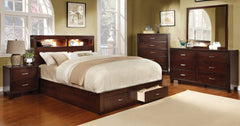 Anita Platform Bed with Book Case Headboard and Storage Drawers (Brown Cherry & Espresso)