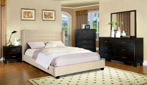 Cassandra Contemporary Platform Bed with Wingback Headboard