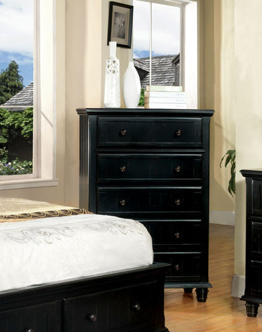 Hudson Cottage Style Chest of Drawers (Black & White)