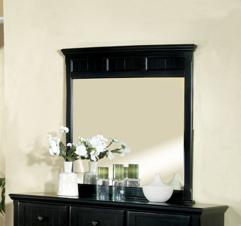Hudson Cottage Style Wood-Framed Mirror (Black & White)