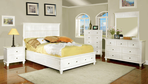 Hudson Cottage Style Platform Bed with Drawers (Black & White)