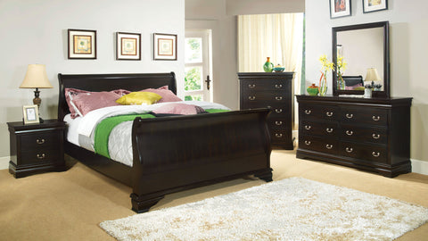 Sirius Transitional Sleigh Bed (Black, Cherry & Espresso)