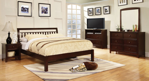 Avery Transitional Style Platform Bed (Dark Walnut & White)