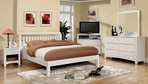 Avery Transitional Style Platform Bed (Dark Walnut & White)