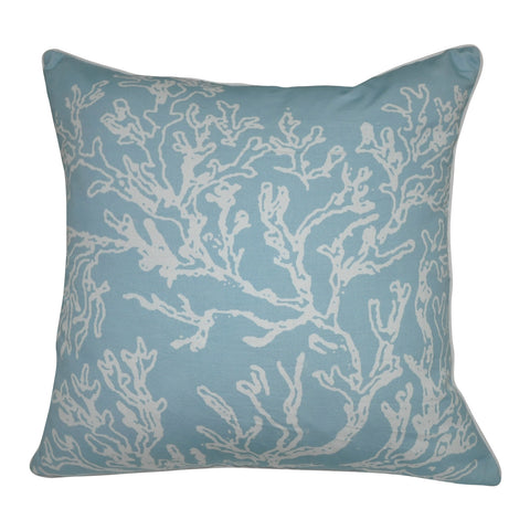 18" x 18" Light Blue Coral Decorative Pillow P0011-1818P