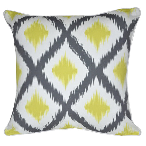 18" x 18" Yellow Ikat Decorative Pillow P0012-1818P