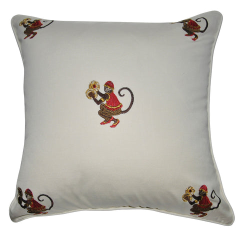 20" x 20" Cream Monkey Decorative Pillow P0035-2020P