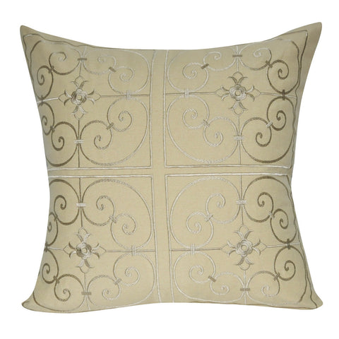 21" x 21" Beige  Floral Decorative Pillow P0169-2121P