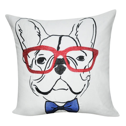 21" x 21" White French Bulldog Decorative Pillow P0177-2121P