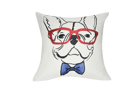 21" x 21" Cream French Bulldog Decorative Pillow P0178-2121P