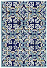 Trans Ocean Ravella Collection 2253/33 FLORAL TILE NAVY