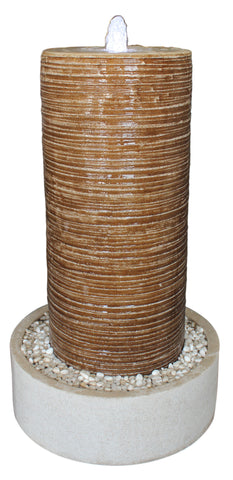 Ribbed Column round Base with Pebbles Fountain