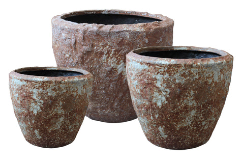 Rocky Round Tall Planter Set of 3