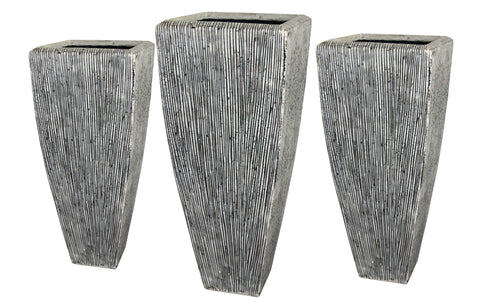 Sandtone Ribbed Long Square Planter Set of 3