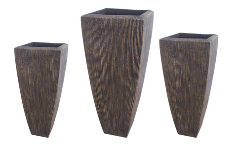 Sandtone Ribbed Long Square Planter Set of 3