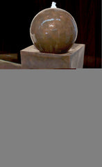 Coppery Finish Square Tall Vase W/Ball Fountain